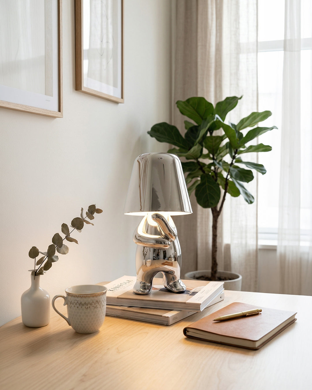Metalen Tafellamp Sculptuur Figuur Sfeerlicht Touch Dimbaar LED Nachtlampje Goud Zilver Modern Design Decoratief