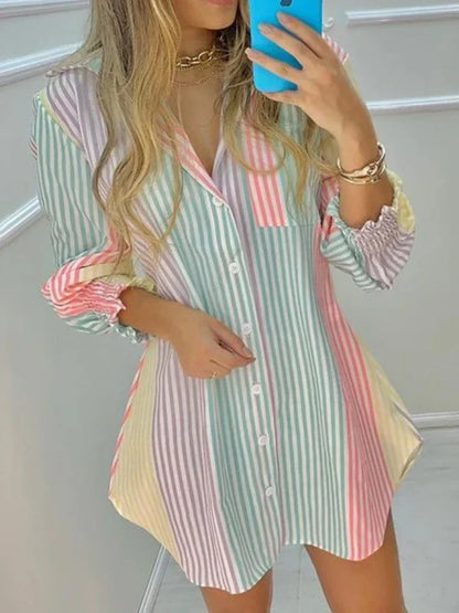 Tie-Dye Blouse Lange Mouwen Vrouwelijk Hippe Stijl