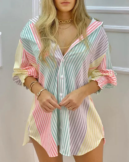Tie-Dye Blouse Lange Mouwen Vrouwelijk Hippe Stijl