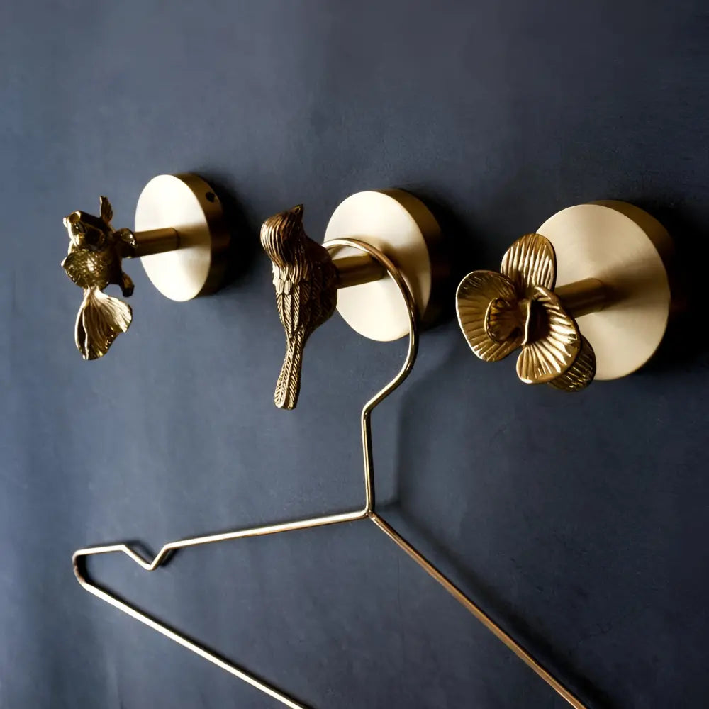 Wandhaak Massief Messing met Gouden Afwerking – Decoratief Dierenmotief voor Entree Slaapkamer Badkamer