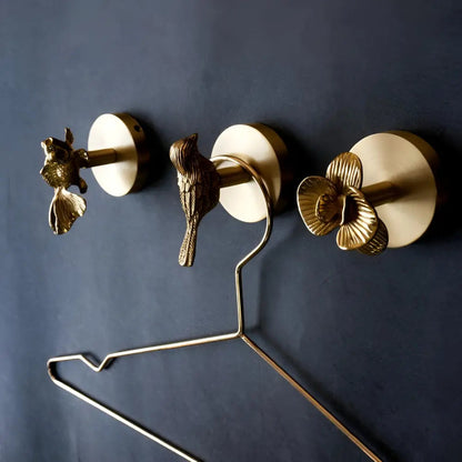 Wandhaak Massief Messing met Gouden Afwerking – Decoratief Dierenmotief voor Entree Slaapkamer Badkamer