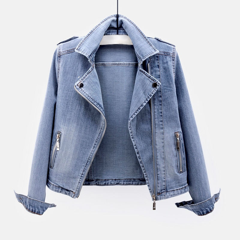 Stoere Denim Jacket met Asymmetrische Rits - StudioMarella