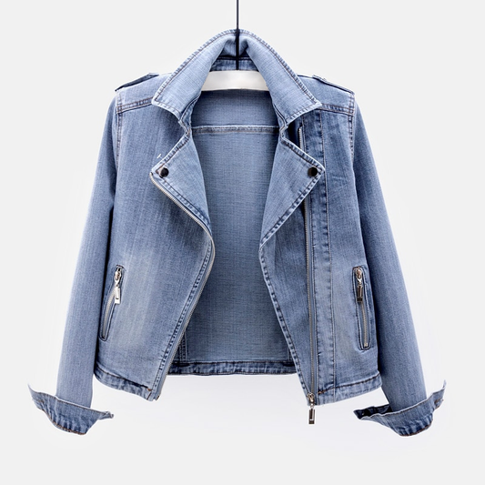 Stoere Denim Jacket met Asymmetrische Rits - StudioMarella