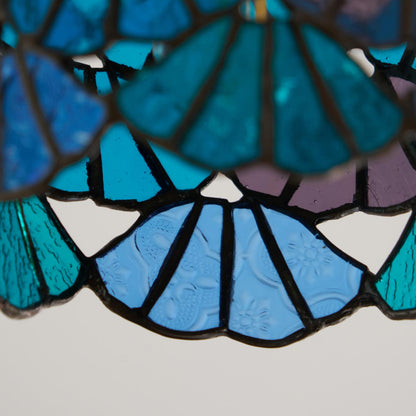 Vezari Tiffany plafondlamp glas mozaïek messing E14 blauw roze badkamer gang plafondverlichting vintage plafondlamp Tiffany stijl