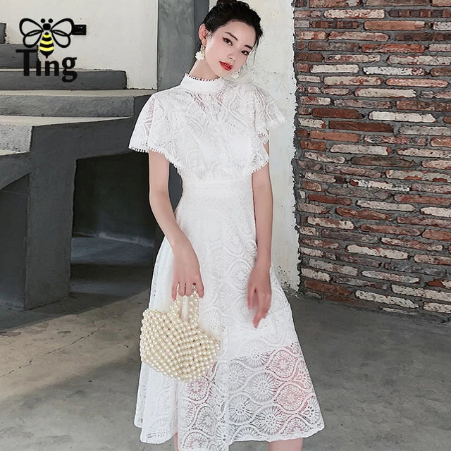 Tingfly Feestjurk Ruches Elegante Avondjurk Vintage Stijl