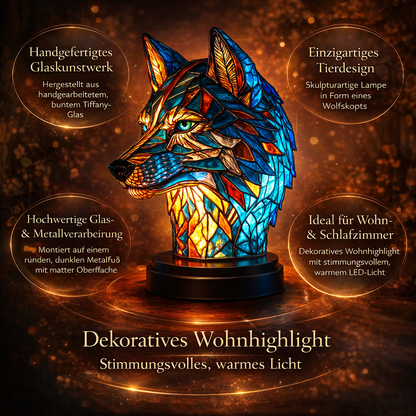 Decoratieve Tafelverlichting met Gekleurd Glasmozaïek – Wolf, Schildpad, Leeuw, Olifant – Sfeervolle Tafellamp 15cm