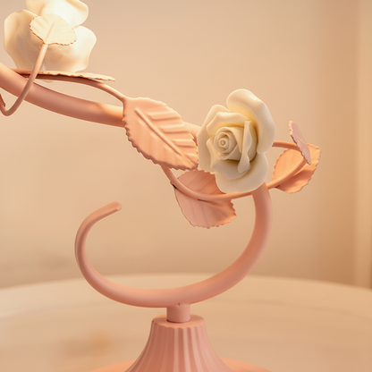 Tafelamp Rozen Metaal Glas Roze Slaapkamer Nachtkastlamp Romantisch Shabby Chic Bloemen Decoratielamp