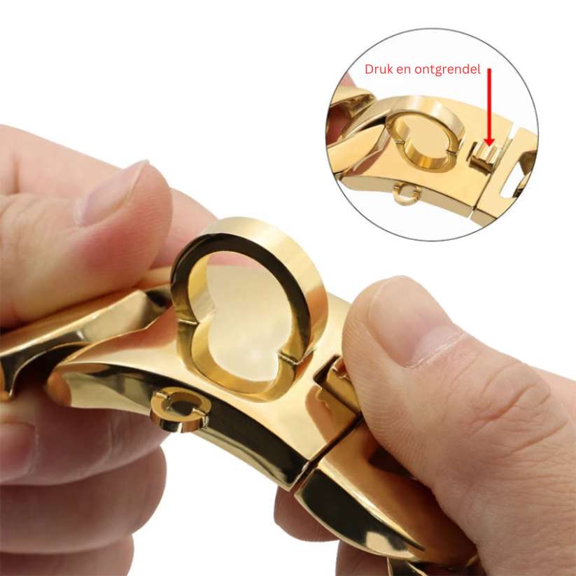 Stevige RVS Hondenhalsband 32mm Breed Metalen Ketting Schakelband voor Grote Honden Pitbull Buldog Herder Luxe Bevestiging Goud Zilver Zwart Roségold Meerkleurig 25-75cm