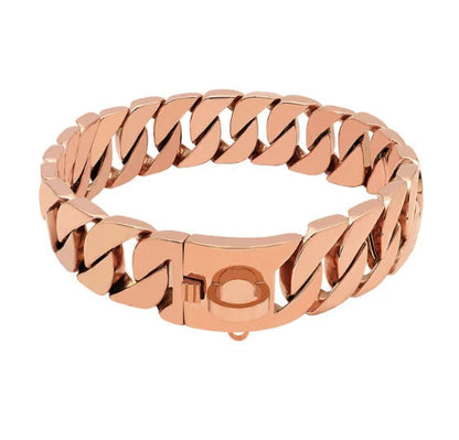 Stevige RVS Hondenhalsband 32mm Breed Metalen Ketting Schakelband voor Grote Honden Pitbull Buldog Herder Luxe Bevestiging Goud Zilver Zwart Roségold Meerkleurig 25-75cm