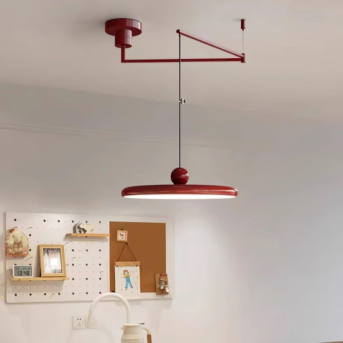 Hanglamp Verstelbaar Metaal Acryl Rood Groen Beige Rond Industrieel Woonkamer Eetkamer