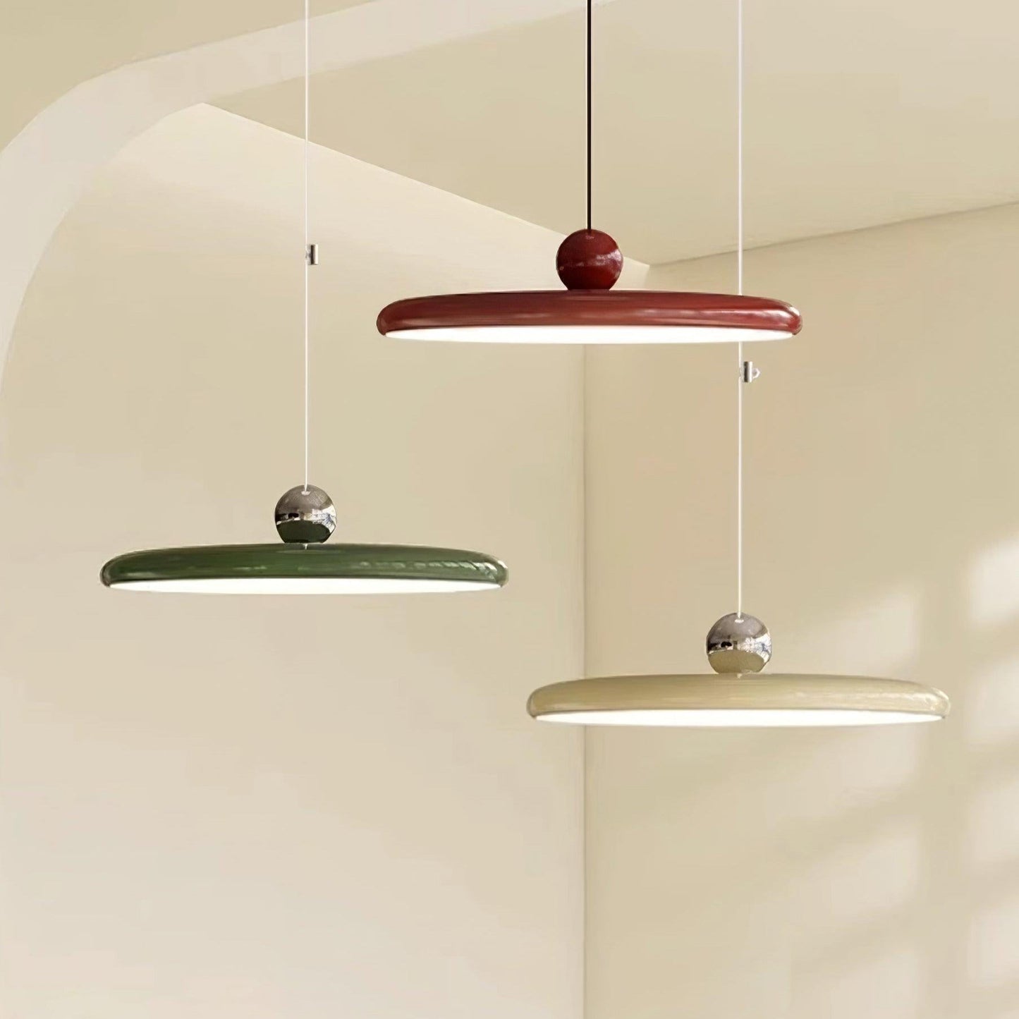 Hanglamp Verstelbaar Metaal Acryl Rood Groen Beige Rond Industrieel Woonkamer Eetkamer