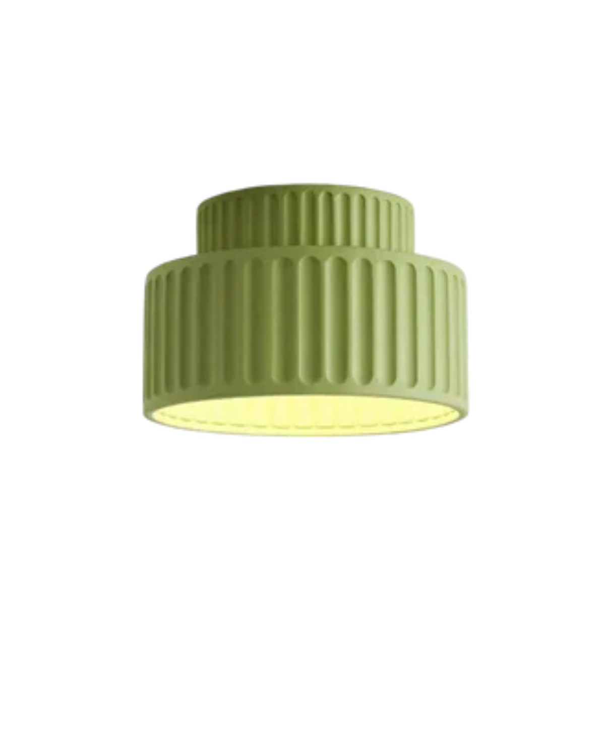 Geribde plafondlamp van hars met zachte sfeerverlichting