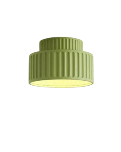 Geribde plafondlamp van hars met zachte sfeerverlichting