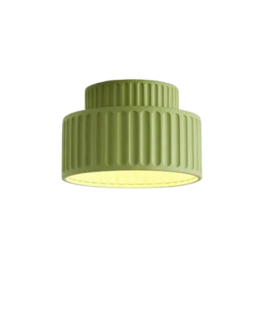 Geribde plafondlamp van hars met zachte sfeerverlichting