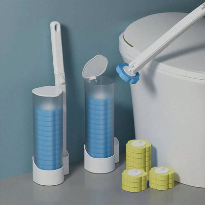 Toiletborstel met wegwerp schoonmaakkoppen en houder voor hygiënische toiletreiniging