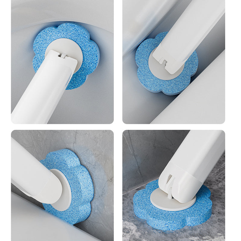 Toiletborstel met wegwerp schoonmaakkoppen en houder voor hygiënische toiletreiniging