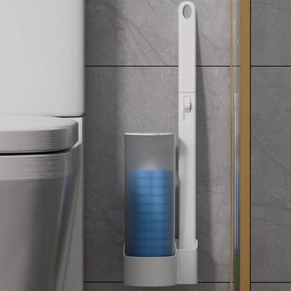 Toiletborstel met wegwerp schoonmaakkoppen en houder voor hygiënische toiletreiniging