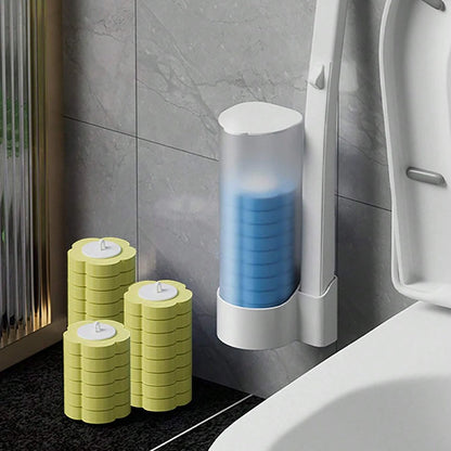 Toiletborstel met wegwerp schoonmaakkoppen en houder voor hygiënische toiletreiniging