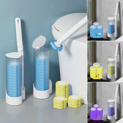 Toiletborstel met wegwerp schoonmaakkoppen en houder voor hygiënische toiletreiniging