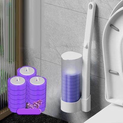 Toiletborstel met wegwerp schoonmaakkoppen en houder voor hygiënische toiletreiniging