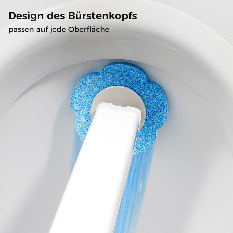 Toiletborstel met wegwerp schoonmaakkoppen en houder voor hygiënische toiletreiniging