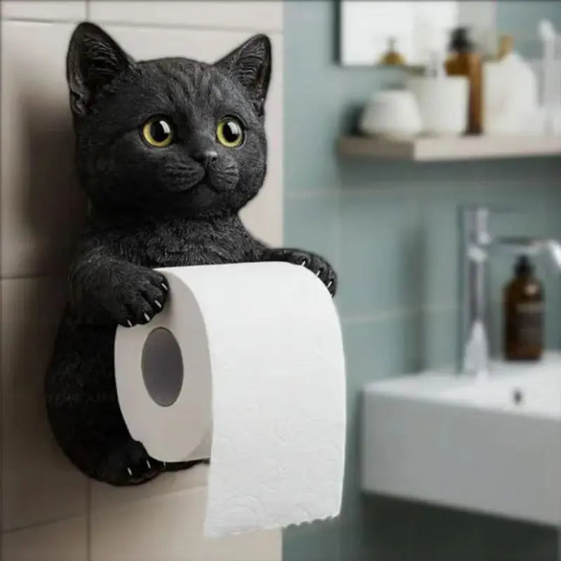Toiletrolhouder Hars 3D Kat 22x16x12cm Wandmontage Badkamer Decoratief Katten Woonaccessoire Grappig Cadeau Oranje Grijs Wit Zwart