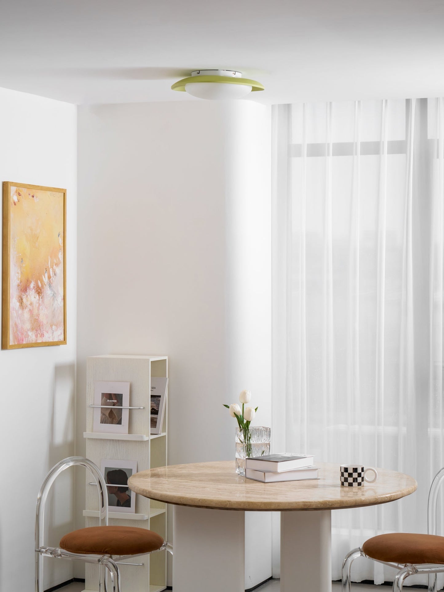 Plafondlamp Resin Ovaal Groen Beige Woonkamer Slaapkamer LED 3000K 4000K 6000K Ø36 Ø46cm Organisch Plafonnière Dimbaar