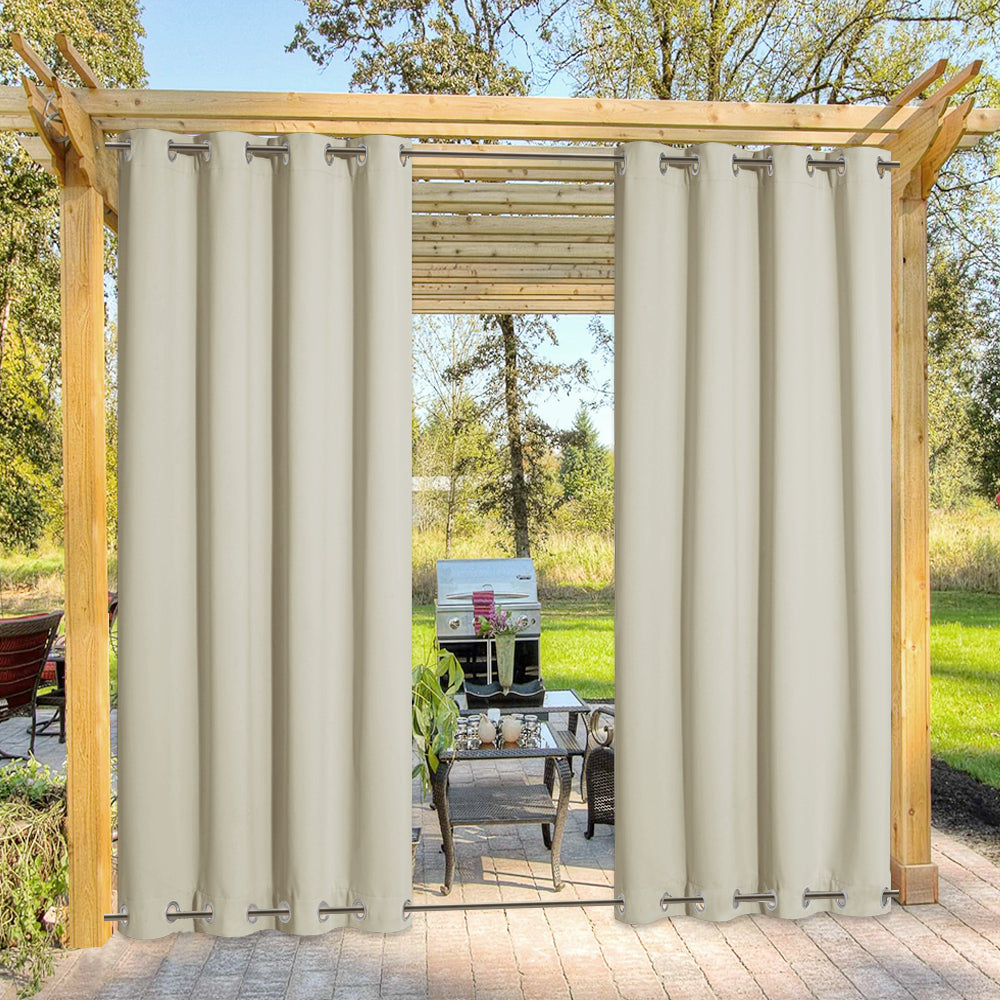 Windbestendige Buitengordijnen met Ringenbevestiging 1 Paneel voor Patio Terras Veranda
