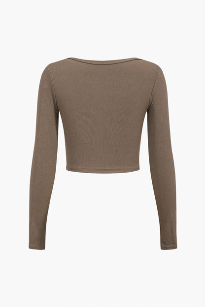 Vrouwelijke Top Lang Mouw Asymmetrisch met Knopen