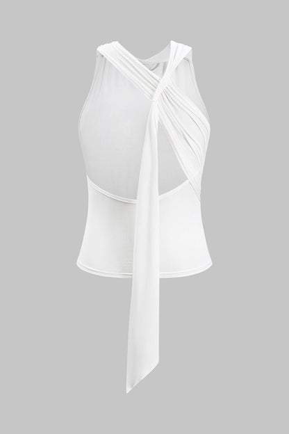 Vrouwelijke Zomer Haltertop met Knoop Detail Wickel Design