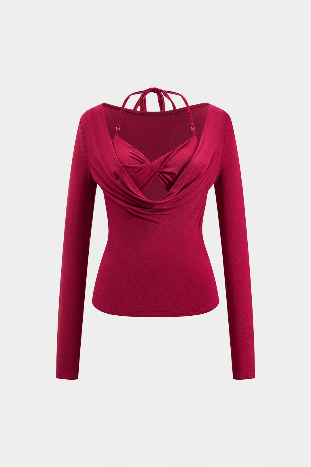 Vrouwelijke Top met Lange Mouwen en Ingebouwd Bh Drapeer Effect - StudioMarella