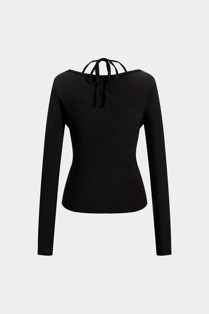 Vrouwelijke Top met Lange Mouwen en Ingebouwd Bh Drapeer Effect