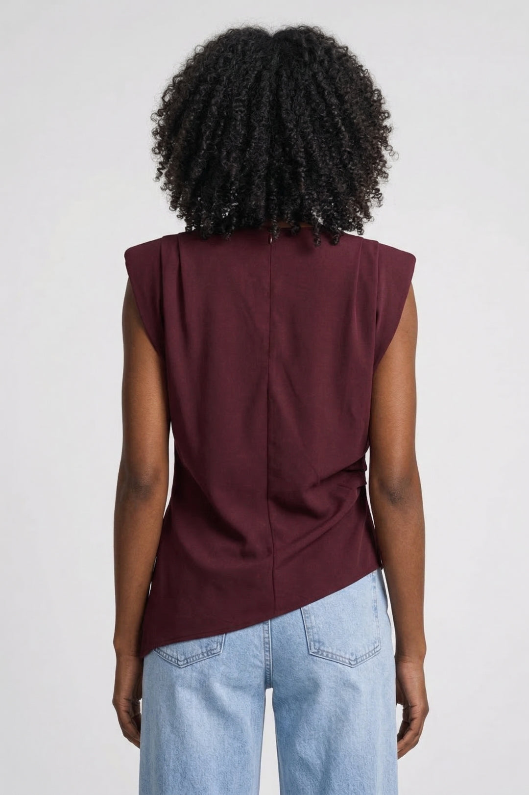 Elegante Dames Top Mouwloos Getailleerd met Draperie