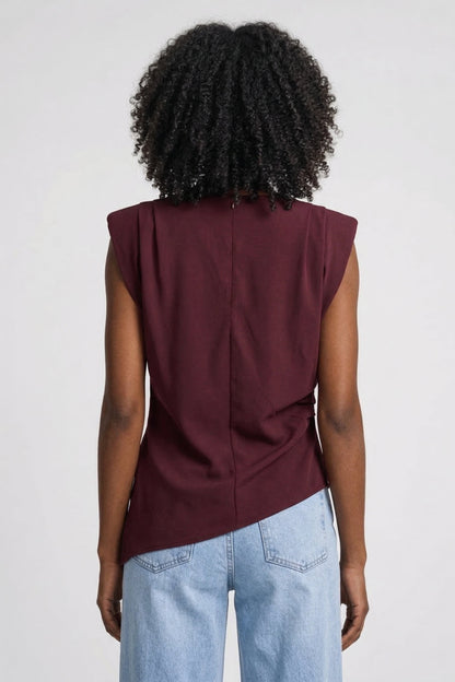 Elegante Dames Top Mouwloos Getailleerd met Draperie