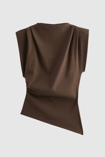 Elegante Dames Top Mouwloos Getailleerd met Draperie