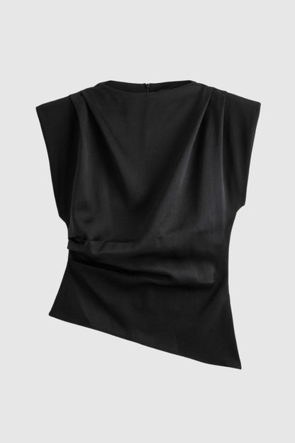 Elegante Dames Top Mouwloos Getailleerd met Draperie