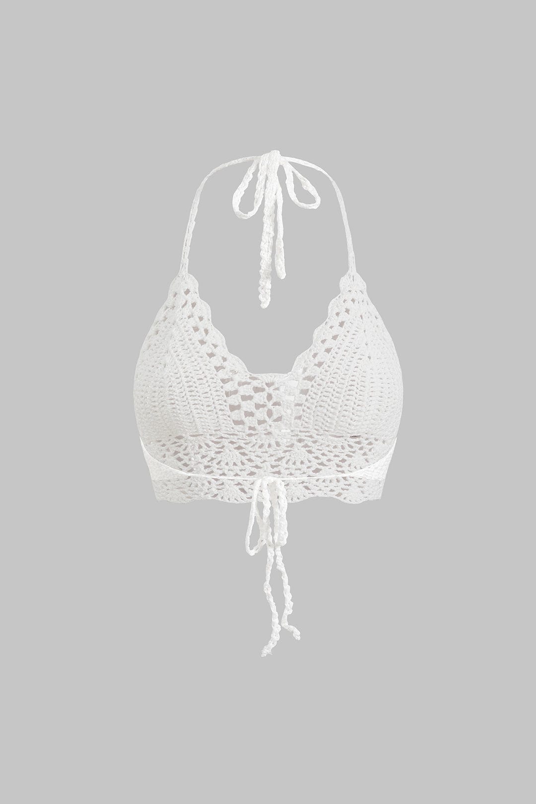 Wit Crop Top Handgemaakt Boho Stijl Halter Hals