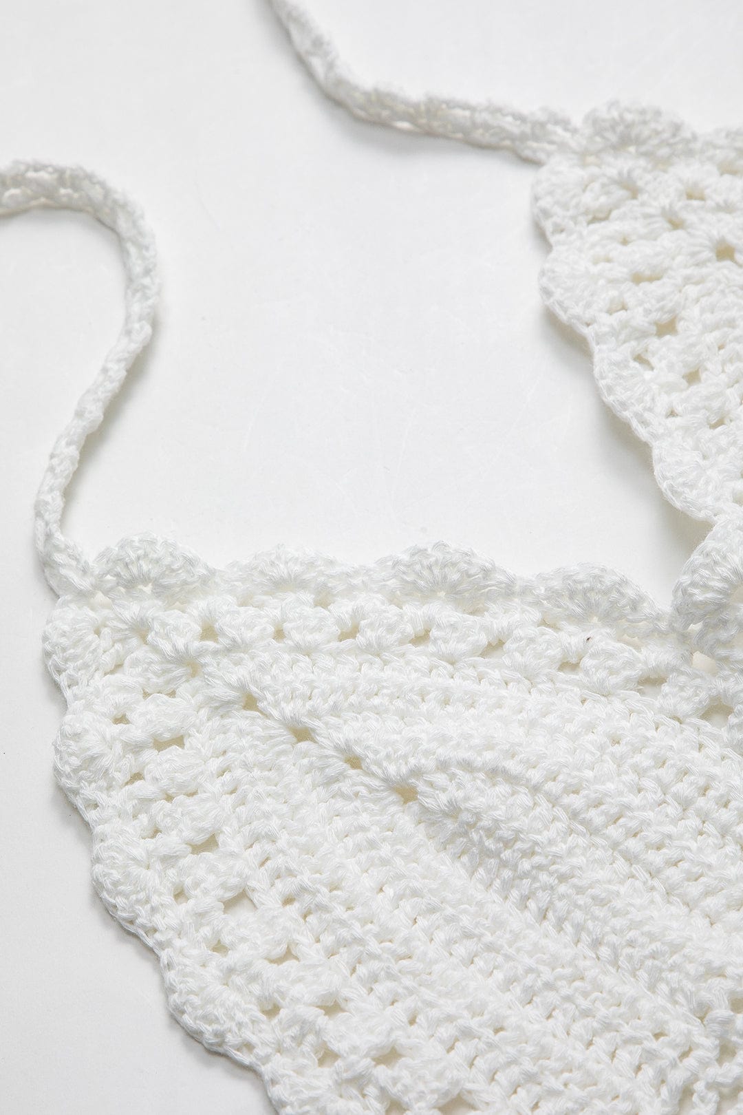 Wit Crop Top Handgemaakt Boho Stijl Halter Hals