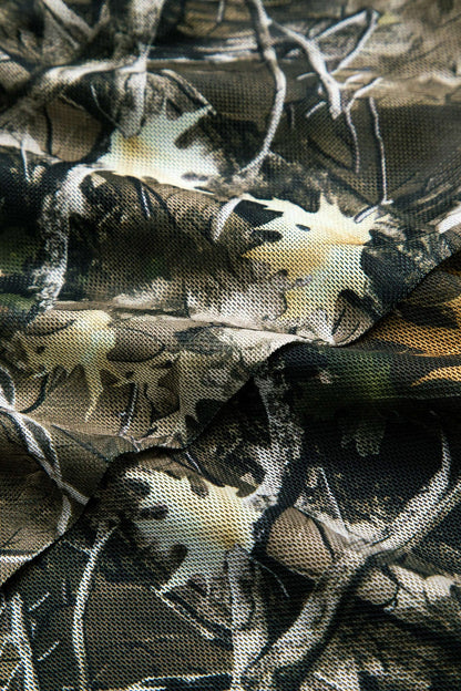 Vrouwelijke Top Off-Shoulder Camouflage-Print Wijd Mouwen