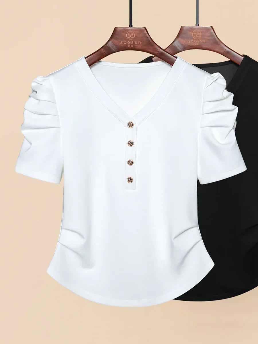 Zwarte Zomer T-Shirts voor Dames Korte Mouw - StudioMarella