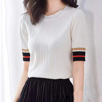 Dames T-shirt Patchwork Zomerse Stijl Kleurrijk