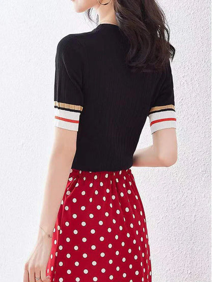 Dames T-shirt Patchwork Zomerse Stijl Kleurrijk