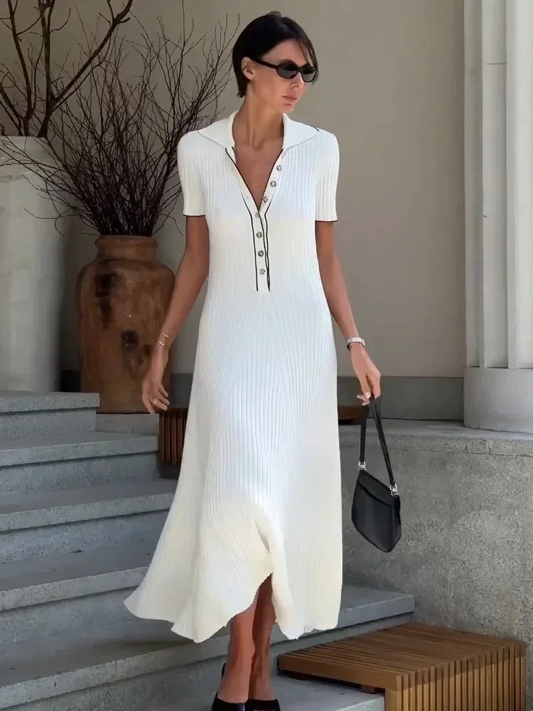Witte Gebreide Maxi Zomerjurk