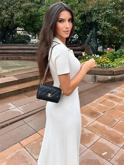 Witte Gebreide Maxi Zomerjurk