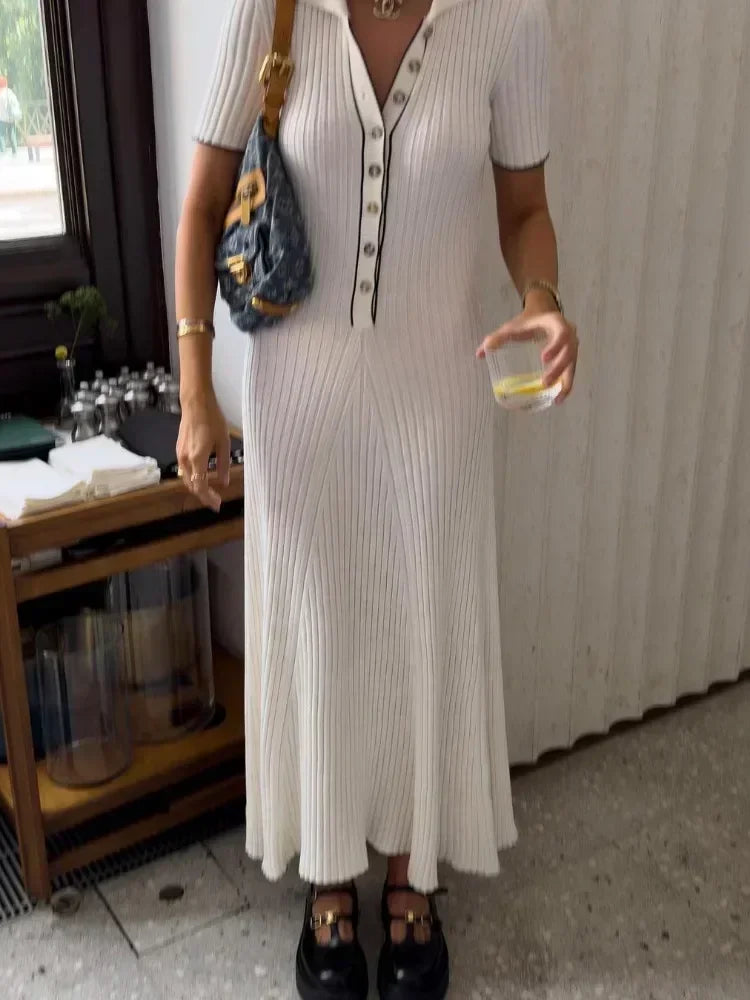Witte Gebreide Maxi Zomerjurk