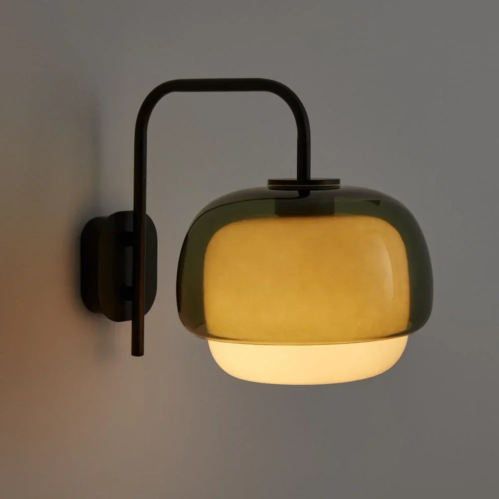 Gekleurde Glazen Wandlamp met Ronde Kap – Groen, Roze, Oranje – Moderne LED Verlichting