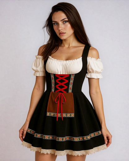 Dames Dirndl Jurk Oktoberfest Stijl Blauw Rokje