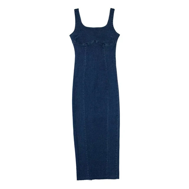 Retro Jurk Blauwe Denim Zomerjurk voor Vrouw