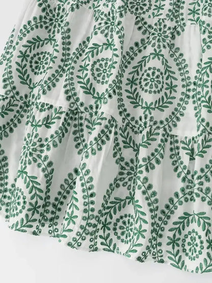 Mooie Midi Jurk Geborduurd Zomerjurk voor Vrouw