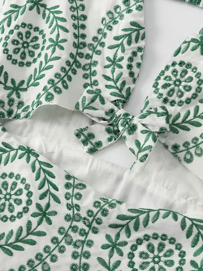 Mooie Midi Jurk Geborduurd Zomerjurk voor Vrouw